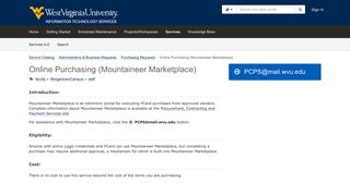 Online Purchasing (Mountaineer Marketplace) - Use TeamDynamix