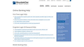 Online Banking FAQ | MountainOne