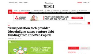 Transportation tech provider MoveInSync raises venture debt funding ...