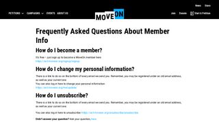 Frequently Asked Questions About Member Info | MoveOn.Org ...