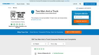 Top 195 Reviews and Complaints about Two Men And a Truck