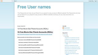 Free User names: 10 Free Movie Star Planet Accounts (REAL)