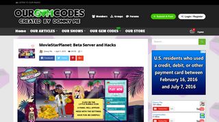 MovieStarPlanet: Beta Server and Hacks – ourGemCodes