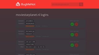 moviestarplanet.nl passwords - BugMeNot