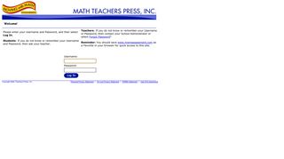 Math Teachers Press, Inc. - Log In