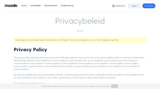 Mozello - Privacybeleid
