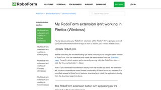 My RoboForm extension isn't working in Firefox (Windows) – RoboForm