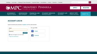Account Log In | Monterey Peninsula College