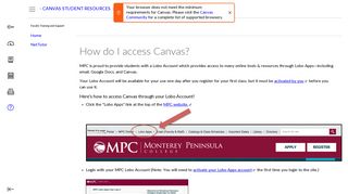 How do I access Canvas? - MPC Lobo Apps User Log In