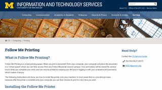 Follow Me Printing / U-M Information and Technology Services