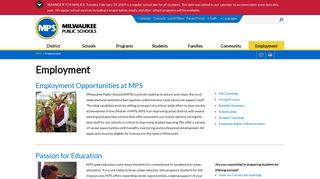 MPS: Employment Opportunities at Milwaukee Public Schools