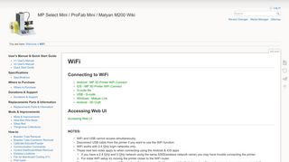 WiFi [MP Select Mini / ProFab Mini / Malyan M200 Wiki]