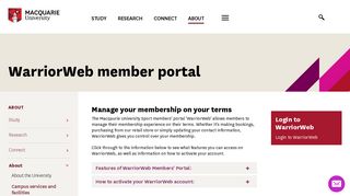 Macquarie University - WarriorWeb member portal