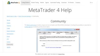 Community - Client Terminal Settings - MetaTrader 4 Help