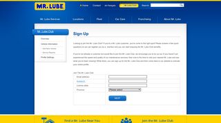 Sign Up - Mr. Lube