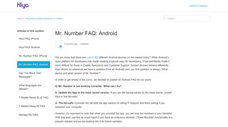 Mr. Number FAQ: Android – Hiya