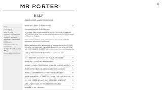 HELP FREQUENTLY ASKED QUESTIONS | MR PORTER
