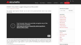 VIDEO: Acunetix Login Sequence Recorder | Acunetix