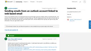 Sending emails from an outlook account linked to web based email ...