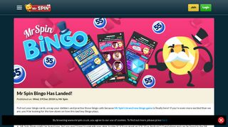 Mr Spin Bingo Has Landed! - Mr Spin Mobile Casino