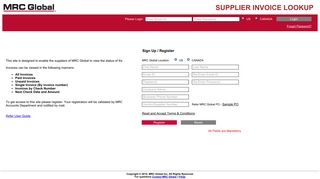 Supplier Invoice Lookup - Login - MRC Global