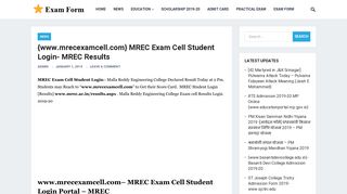 {www.mrecexamcell.com} MREC Exam Cell Student Login- MREC ...