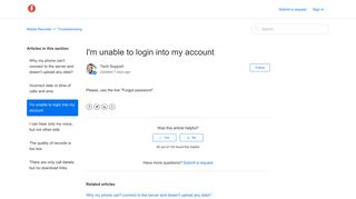 I'm unable to login into my account – Mobile Recorder