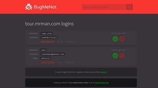 tour.mrman.com passwords - BugMeNot