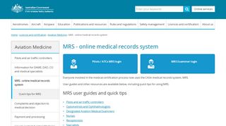 MRS - online medical records system | Civil Aviation Safety Authority