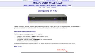 Configuring an MRV - Mike's PBX Cookbook