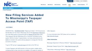 New Filing Services Added to Mississippi's Taxpayer Access Point (TAP)