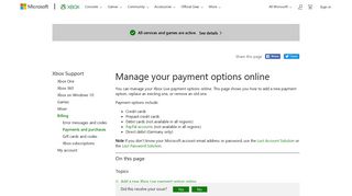 Manage Your Payment Options Online - Xbox Support