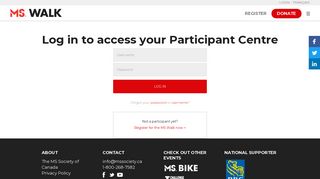 Log in to access your Participant Centre - MS Walk