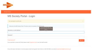 MS Society Portal: User account