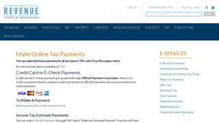 Make Online Tax Payments - Mississippi Department of Revenue - MS ...