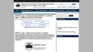 Verification Login (MSBTE) – Institution login – Enrollment login/Exam ...