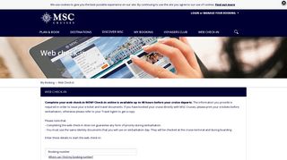 Web Check in - Online Check in | MSC Cruises