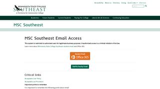 MSC Southeast - Email Access - Minnesota State College Southeast