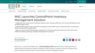 MSC Launches ControlPoint Inventory Management Solution
