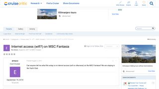 Internet access (wifi?) on MSC Fantasia - MSC Cruises - Cruise Critic ...