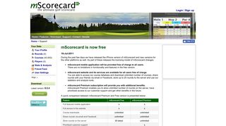mScorecard is now free - mScorecard™ | Golf scorecard, statistics and ...