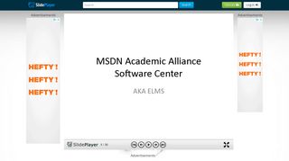 MSDN Academic Alliance Software Center AKA ELMS. Go to click Log ...