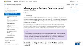 Manage your Partner Center account - Partner Center | Microsoft Docs