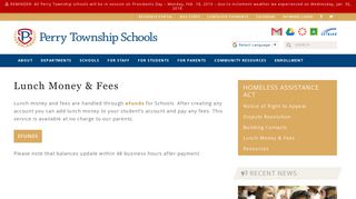 Lunch Money & Fees | Perry Township