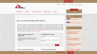 Log in to the Assemblies/IGA section | MSF Association