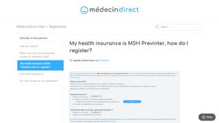 My health insurance is MSH Previnter, how do I register ...
