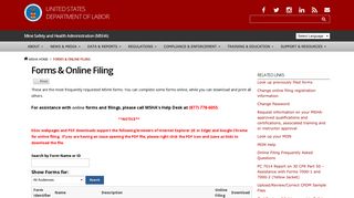 Forms & Online Filing | Mine Safety and Health Administration (MSHA)