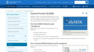 Patient Portal: MyMSK | Memorial Sloan Kettering Cancer Center