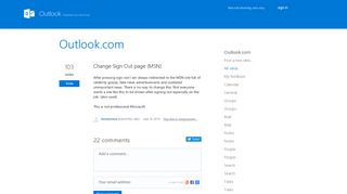 Change Sign Out page (MSN) – Got an idea? - Outlook UserVoice
