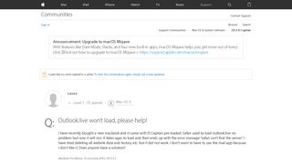 Outlook.live won't load, please help! - Apple Community